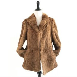 Echt Kaninpelz | Vintage Rabbit Fur Coat Size 38 Brown